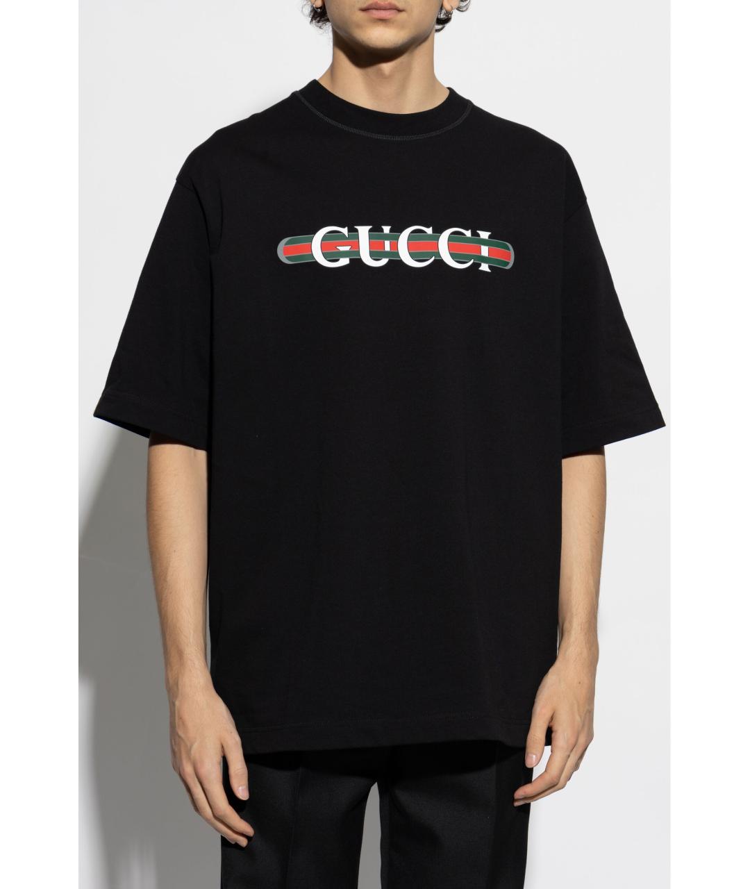 GUCCI Черная хлопковая футболка, фото 3