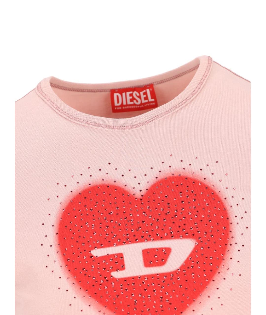 DIESEL Розовая хлопковая футболка, фото 4