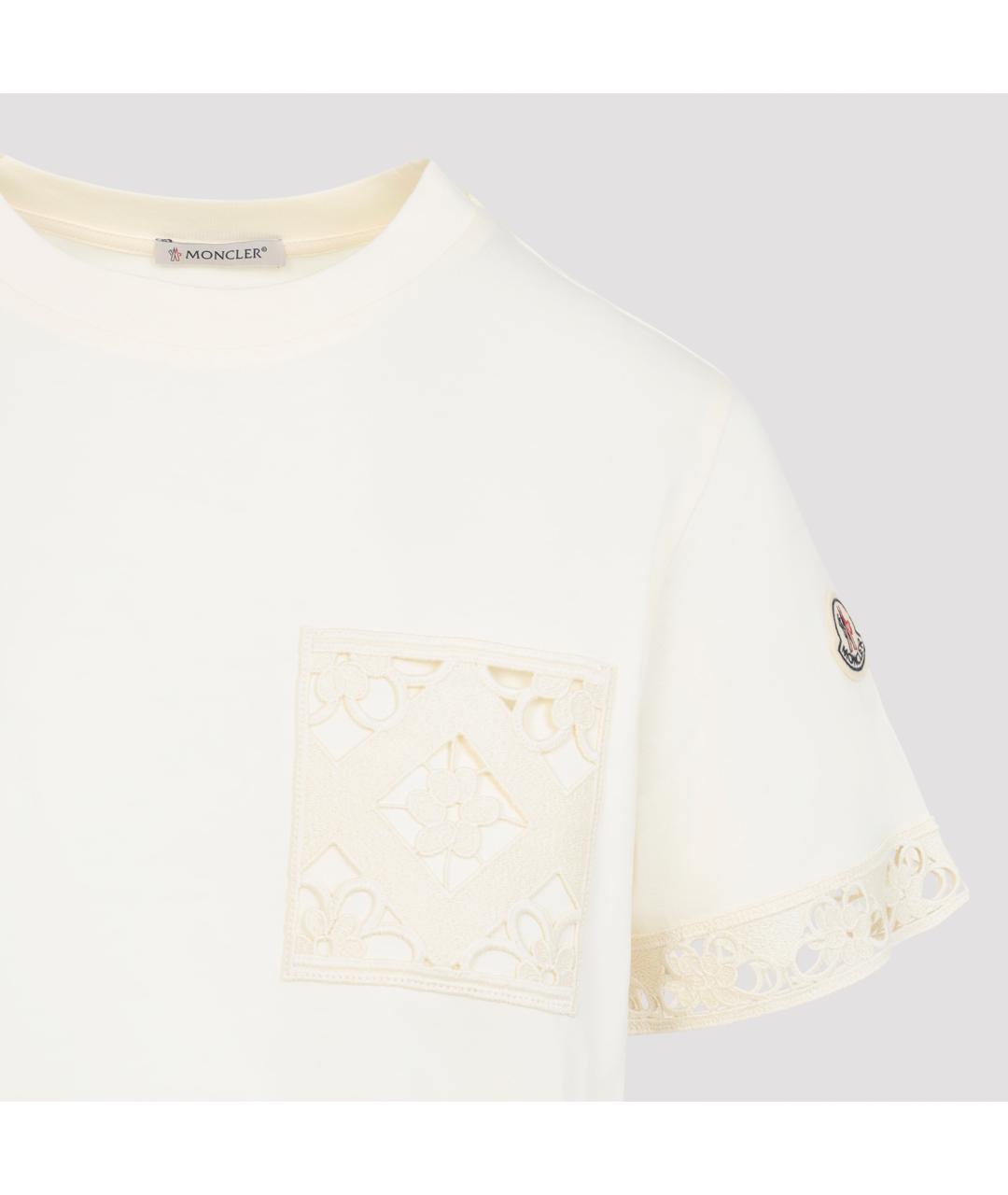 MONCLER Белая хлопковая футболка, фото 4