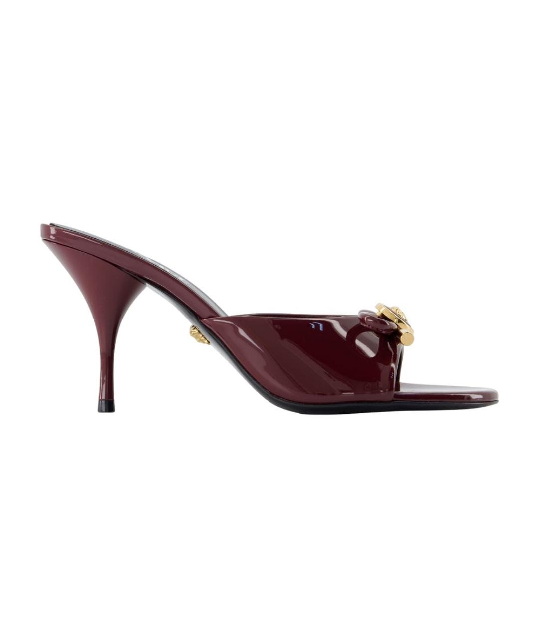 VERSACE Бордовые кожаные мюли, фото 1