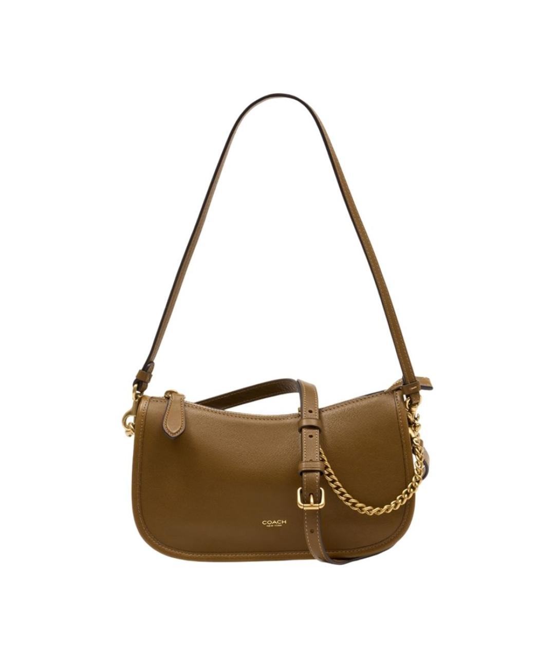 COACH Зеленая кожаная сумка через плечо, фото 1