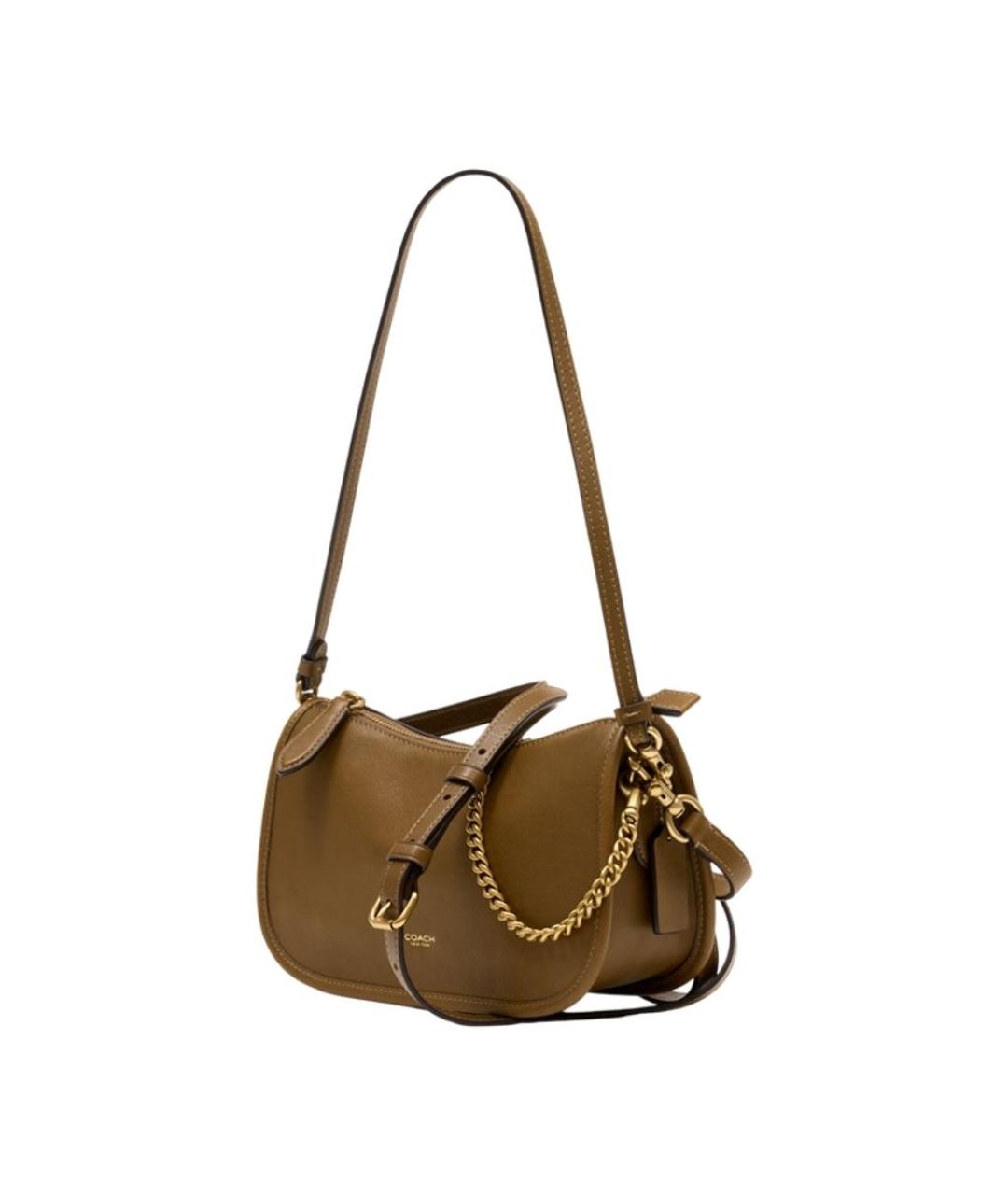 COACH Зеленая кожаная сумка через плечо, фото 2