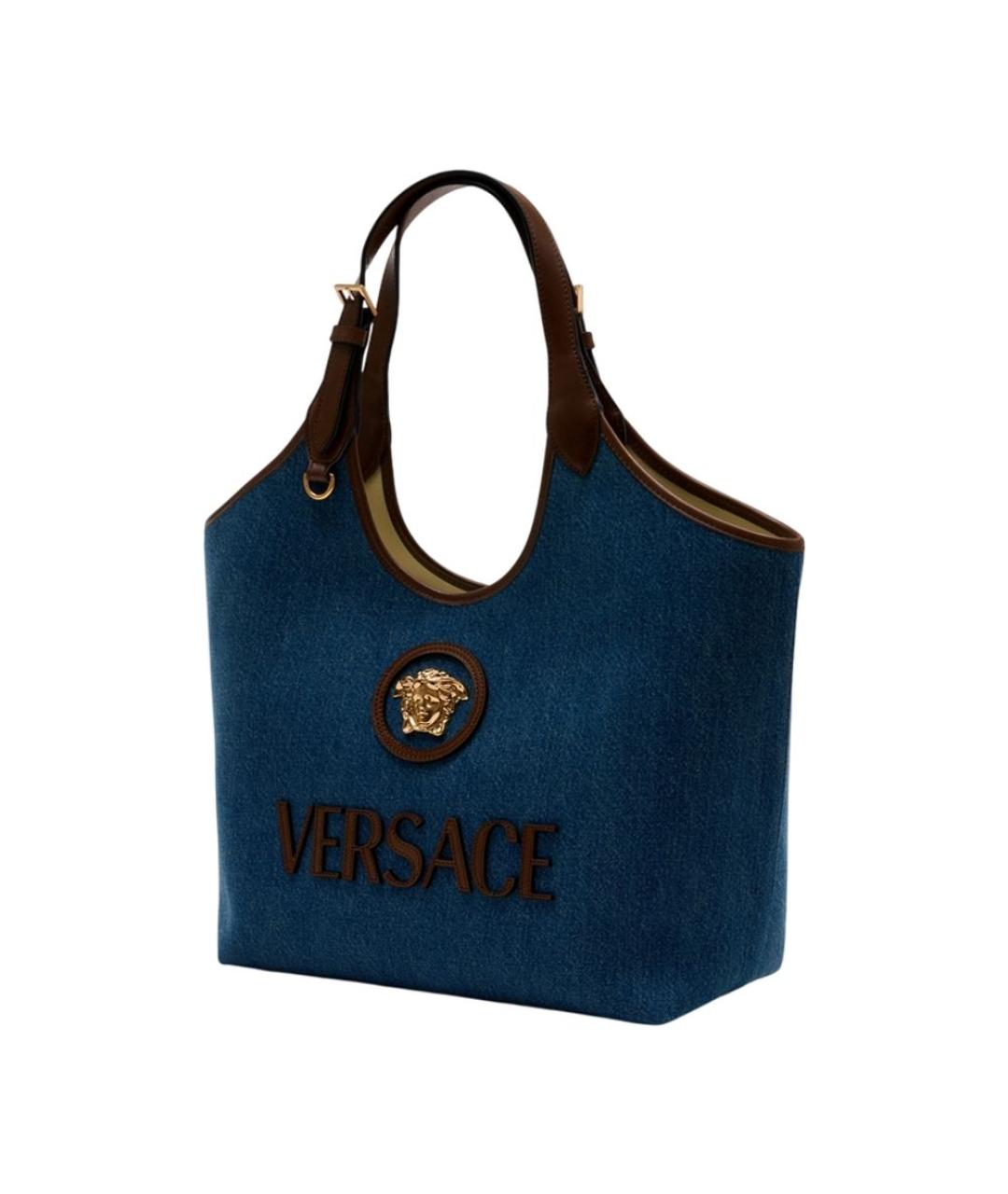 VERSACE Синяя хлопковая сумка тоут, фото 2