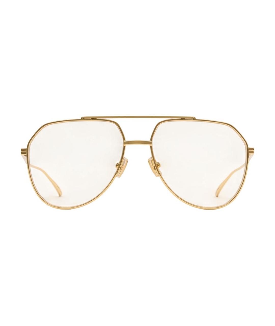 BOTTEGA VENETA Золотые металлические солнцезащитные очки, фото 1