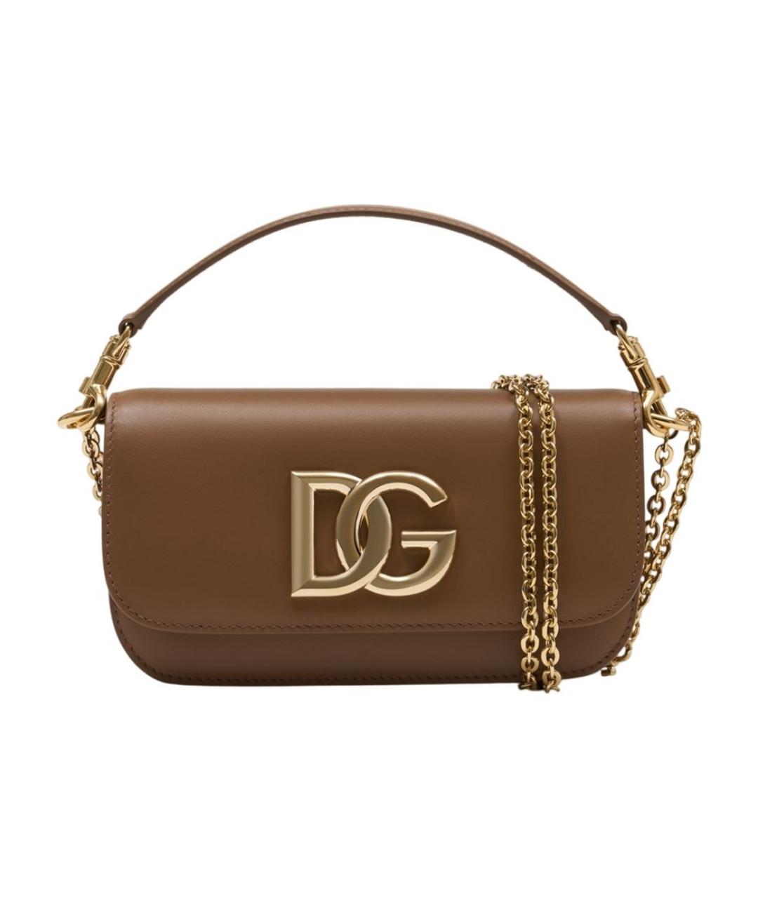 DOLCE&GABBANA Коричневая кожаная сумка через плечо, фото 1