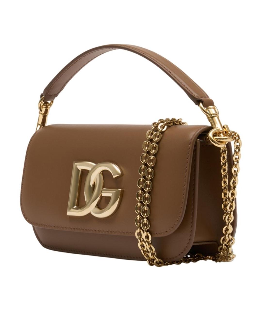 DOLCE&GABBANA Коричневая кожаная сумка через плечо, фото 2