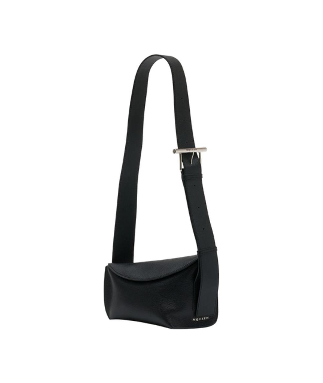 ALEXANDER MCQUEEN Черная кожаная сумка через плечо, фото 2