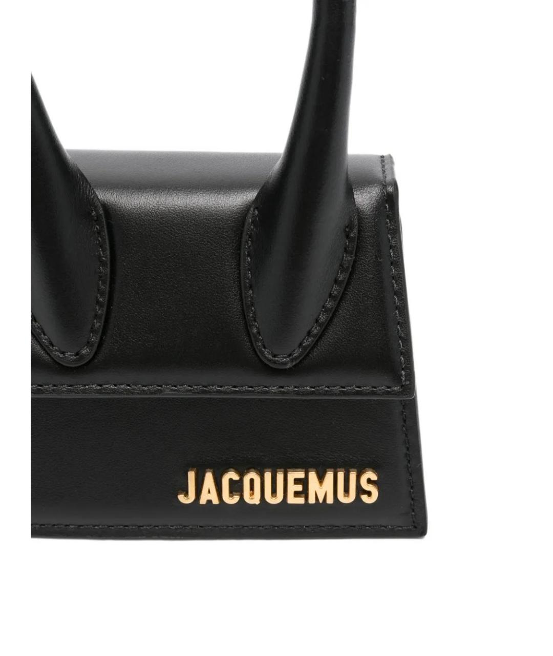 JACQUEMUS Черная кожаная сумка через плечо, фото 4