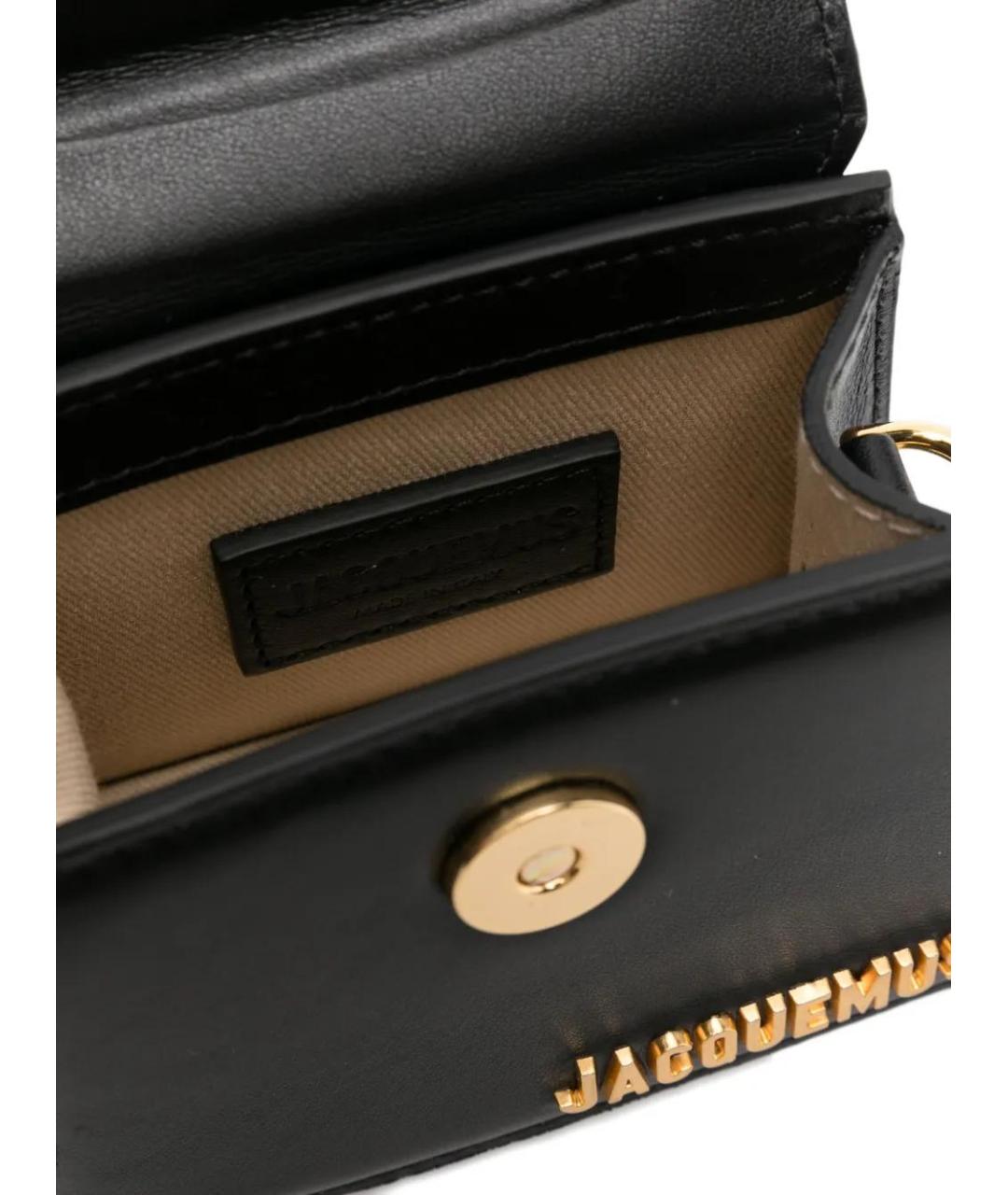 JACQUEMUS Черная кожаная сумка через плечо, фото 5