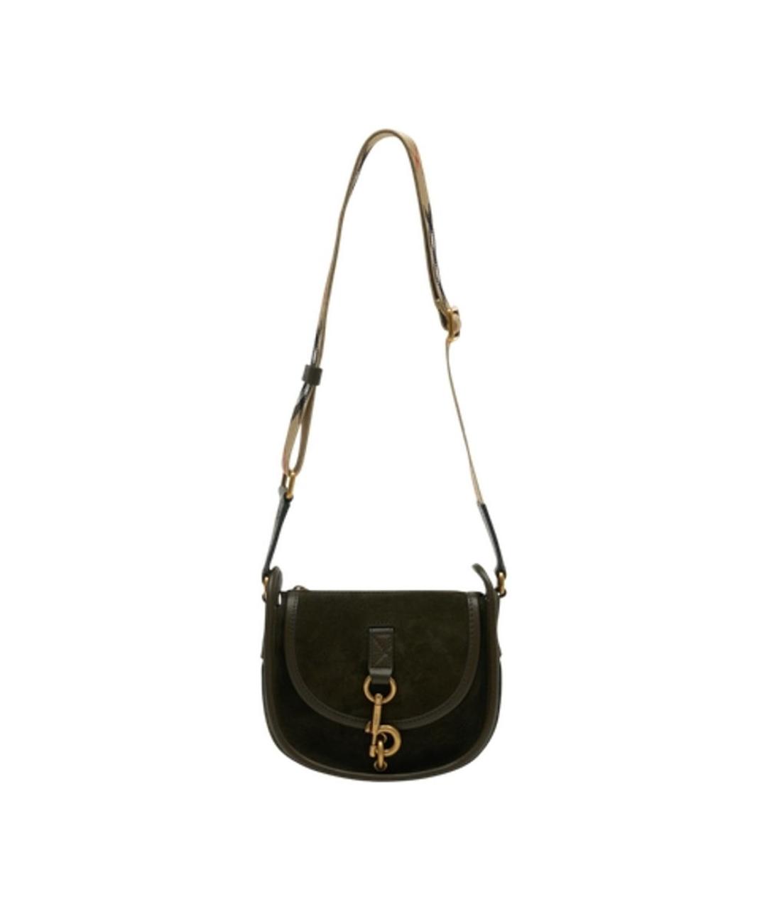 BURBERRY Зеленая замшевая сумка через плечо, фото 1