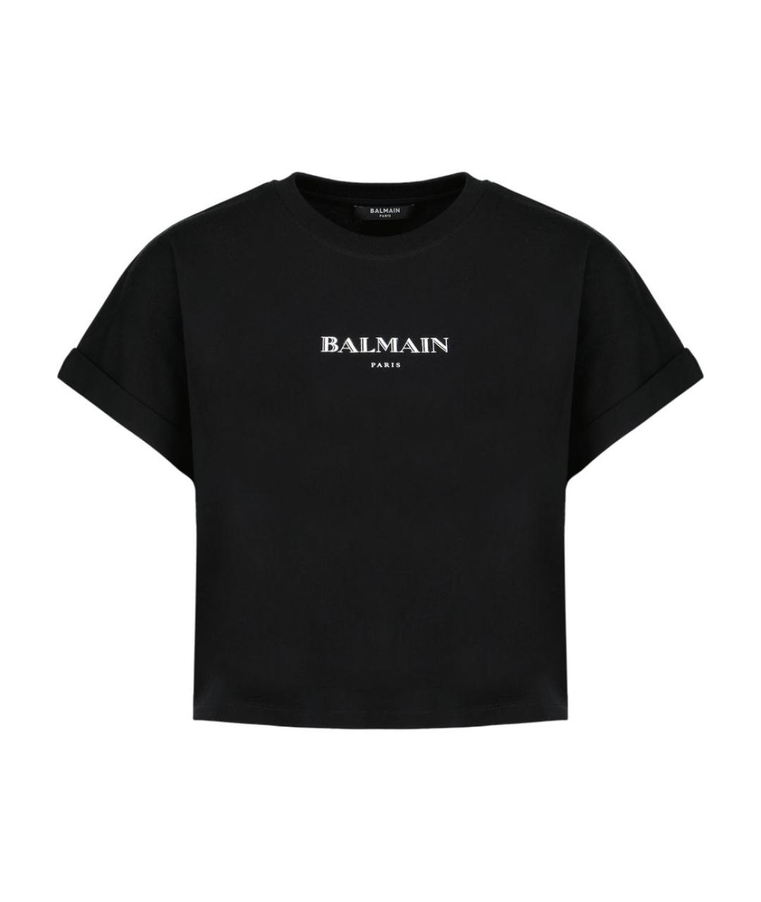 BALMAIN Черная хлопковая футболка, фото 1