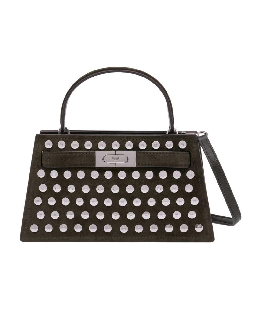 TORY BURCH Хаки замшевая сумка с короткими ручками, фото 3