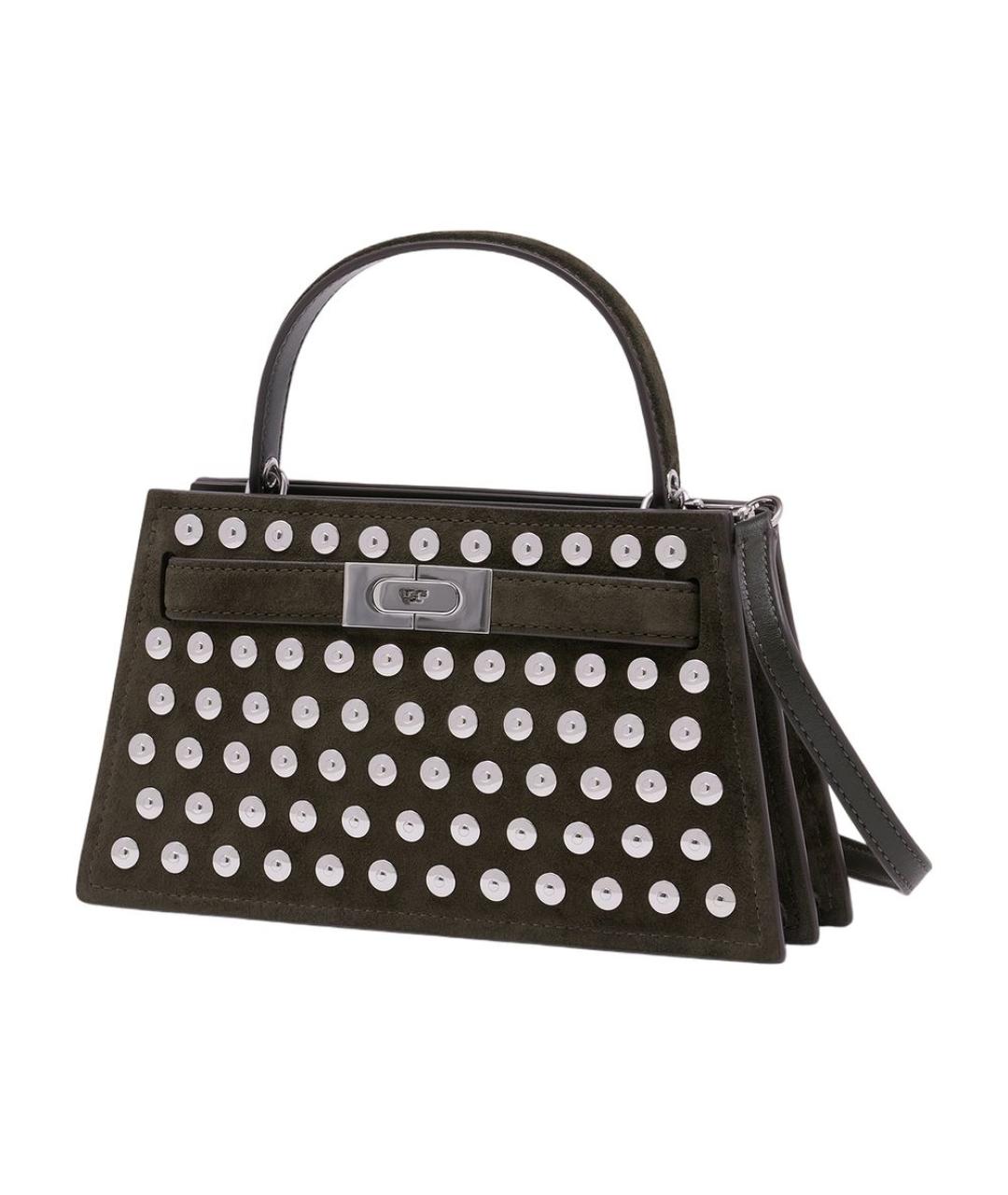 TORY BURCH Хаки замшевая сумка с короткими ручками, фото 2