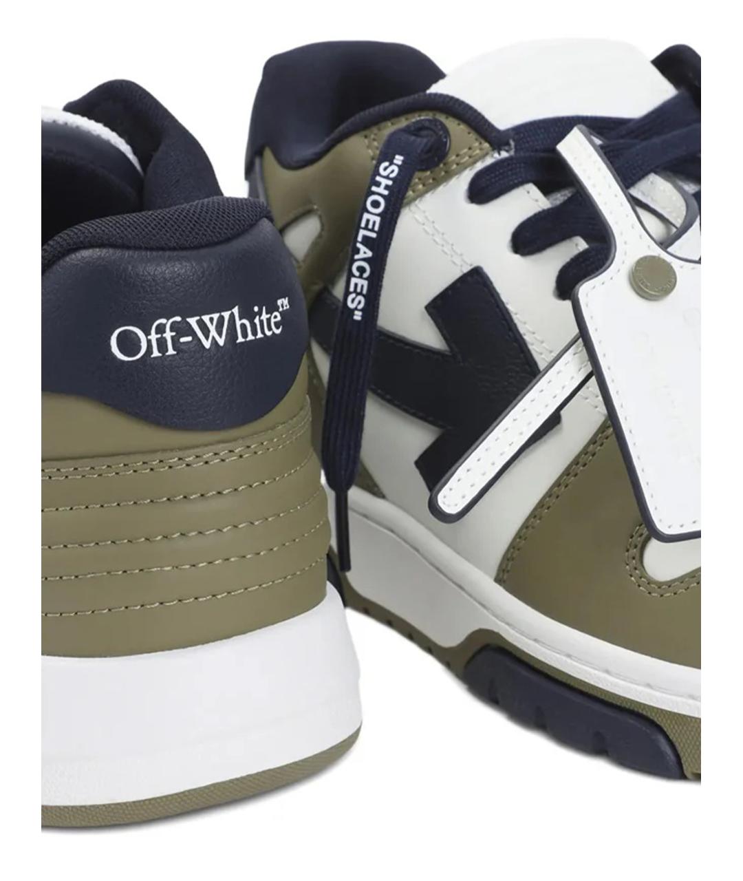 OFF-WHITE Хаки кожаные низкие кроссовки / кеды, фото 4