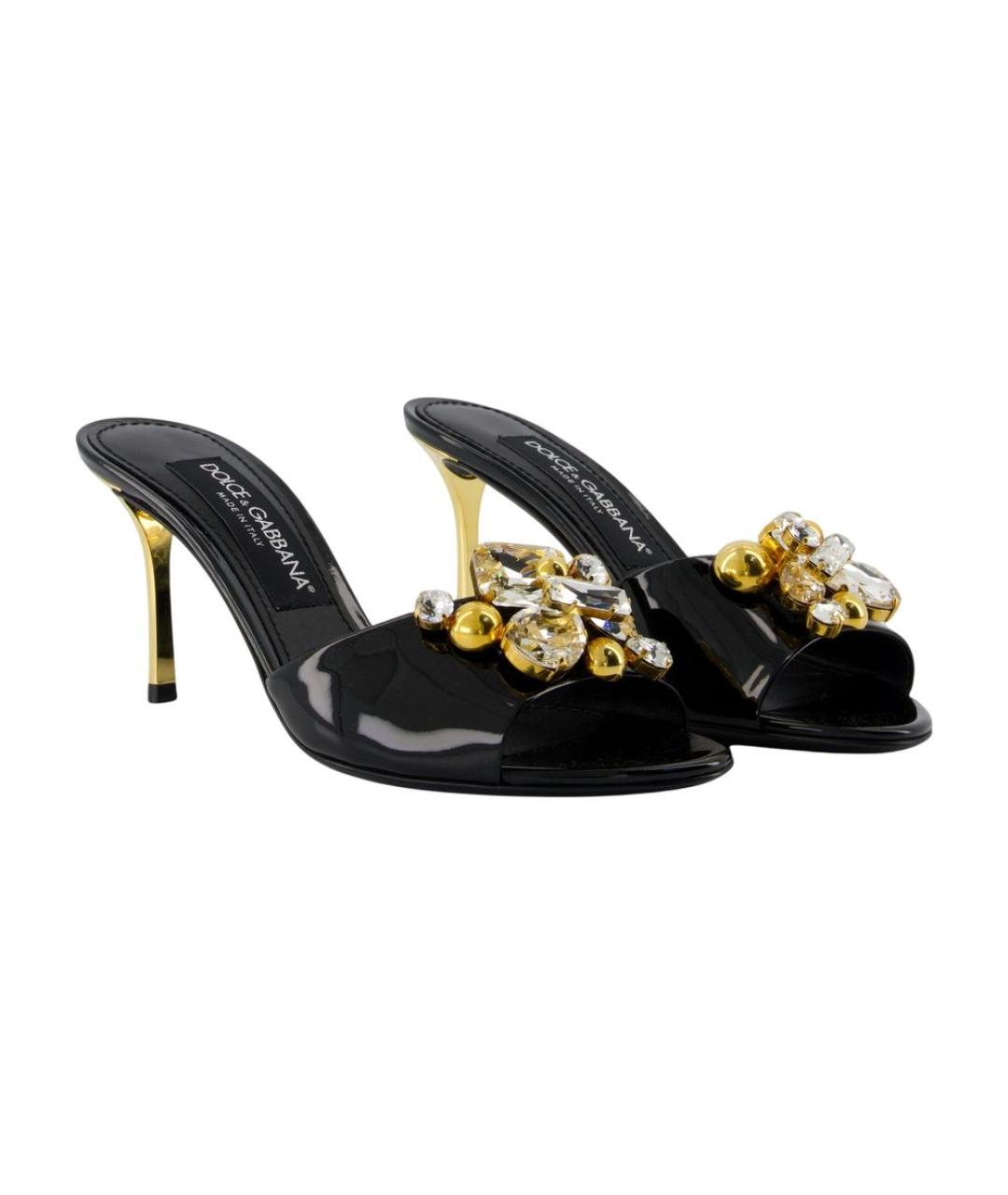 DOLCE&GABBANA Черные кожаные мюли, фото 2