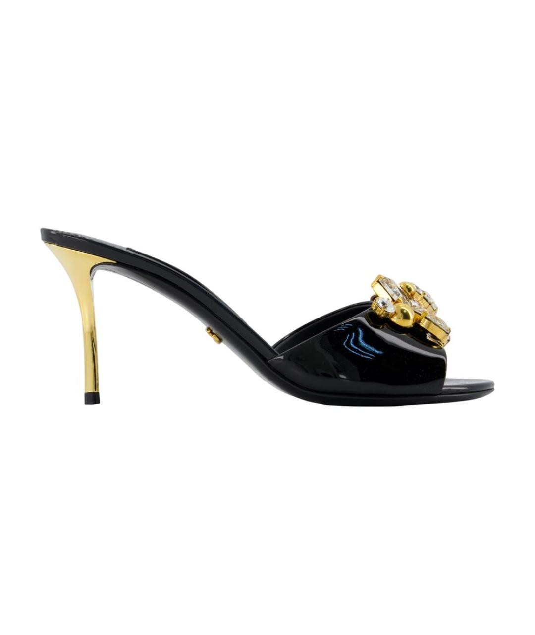 DOLCE&GABBANA Черные кожаные мюли, фото 1