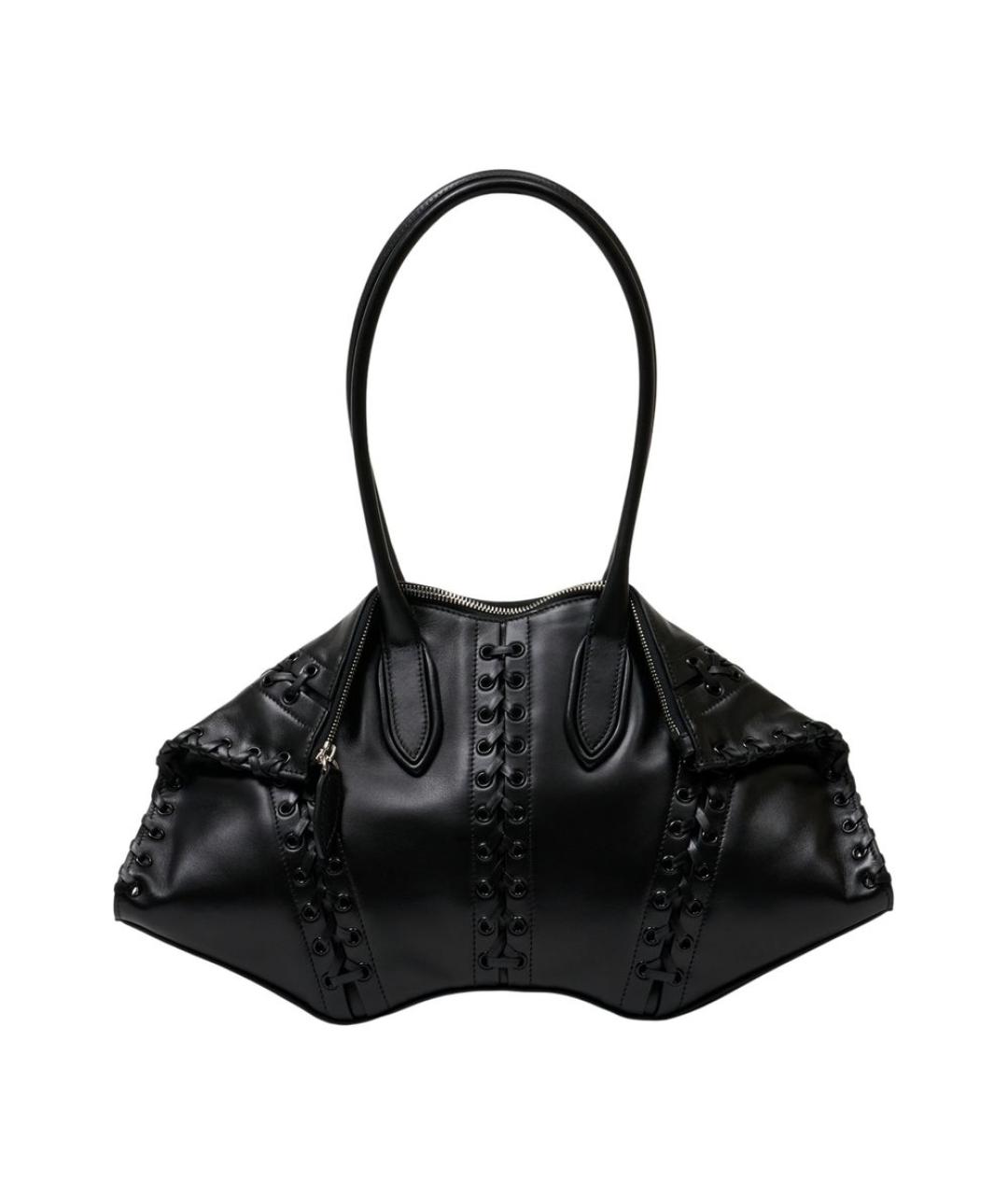 ALEXANDER MCQUEEN Черная кожаная сумка через плечо, фото 1