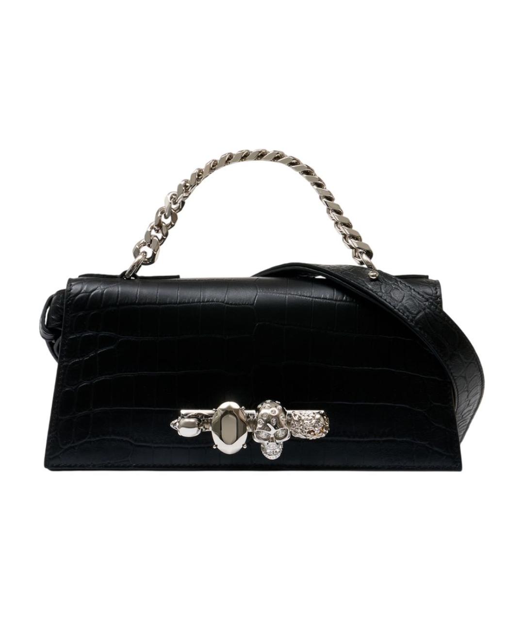 ALEXANDER MCQUEEN Черная кожаная сумка с короткими ручками, фото 1