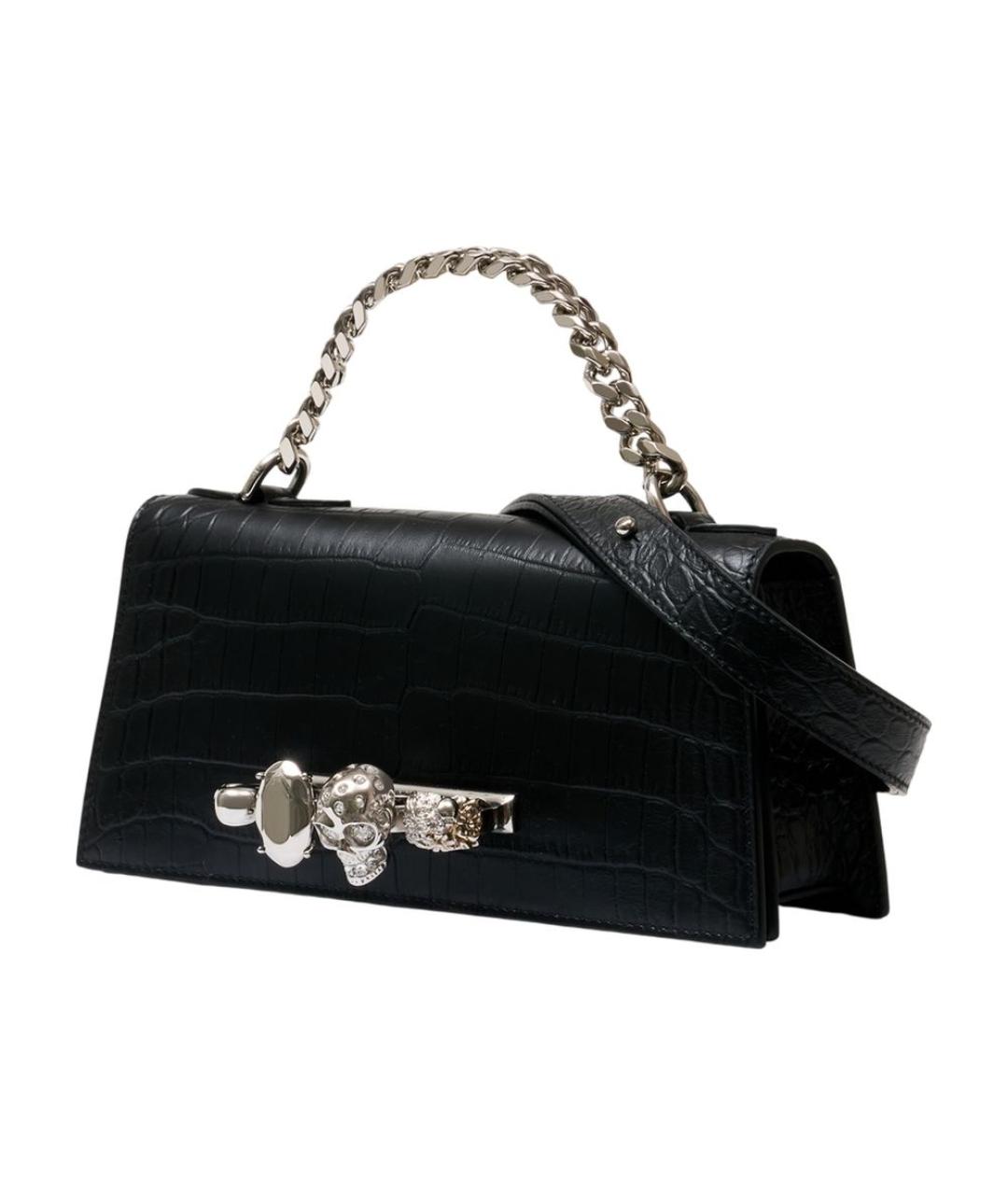 ALEXANDER MCQUEEN Черная кожаная сумка с короткими ручками, фото 2