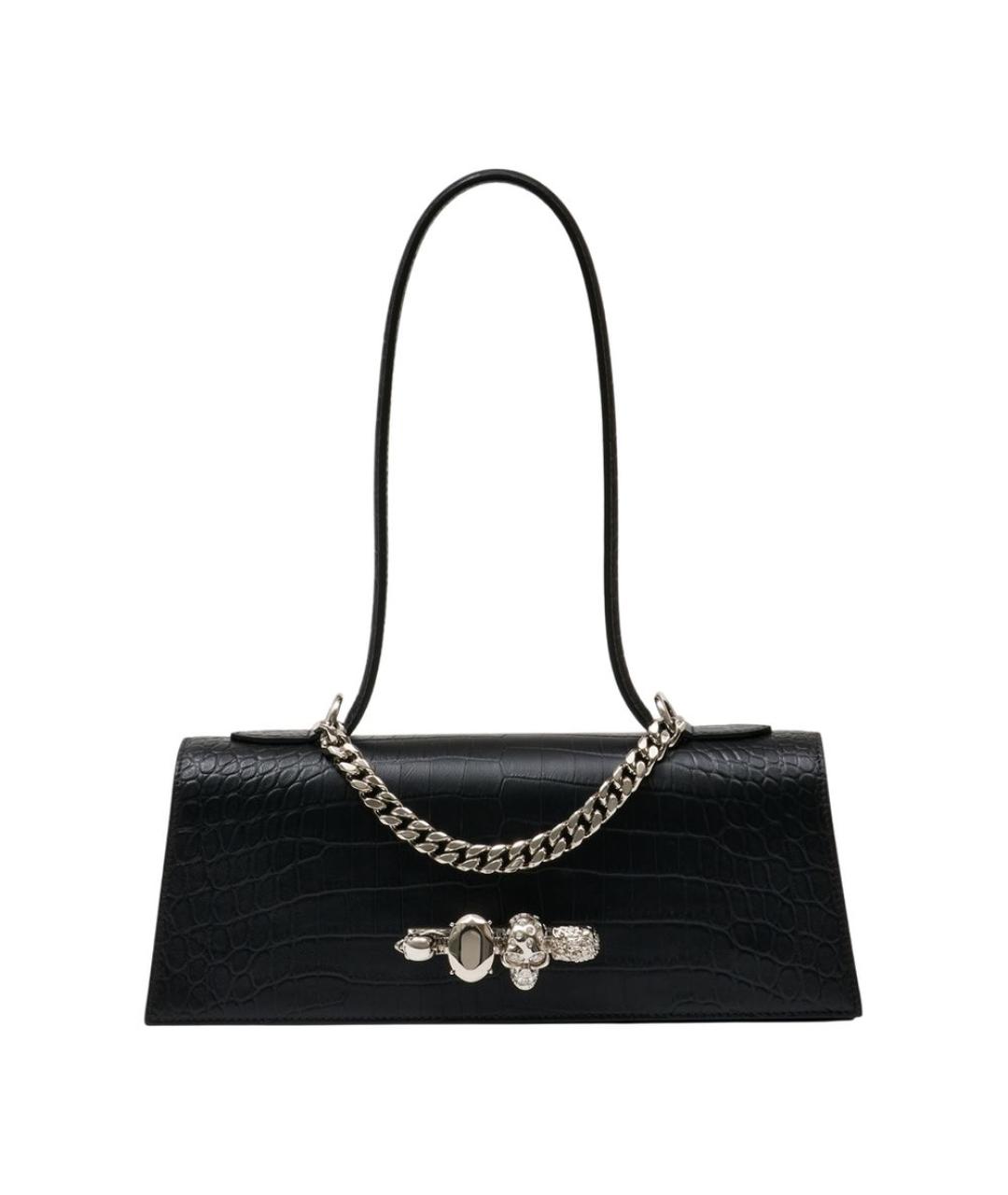 ALEXANDER MCQUEEN Черная кожаная сумка через плечо, фото 1