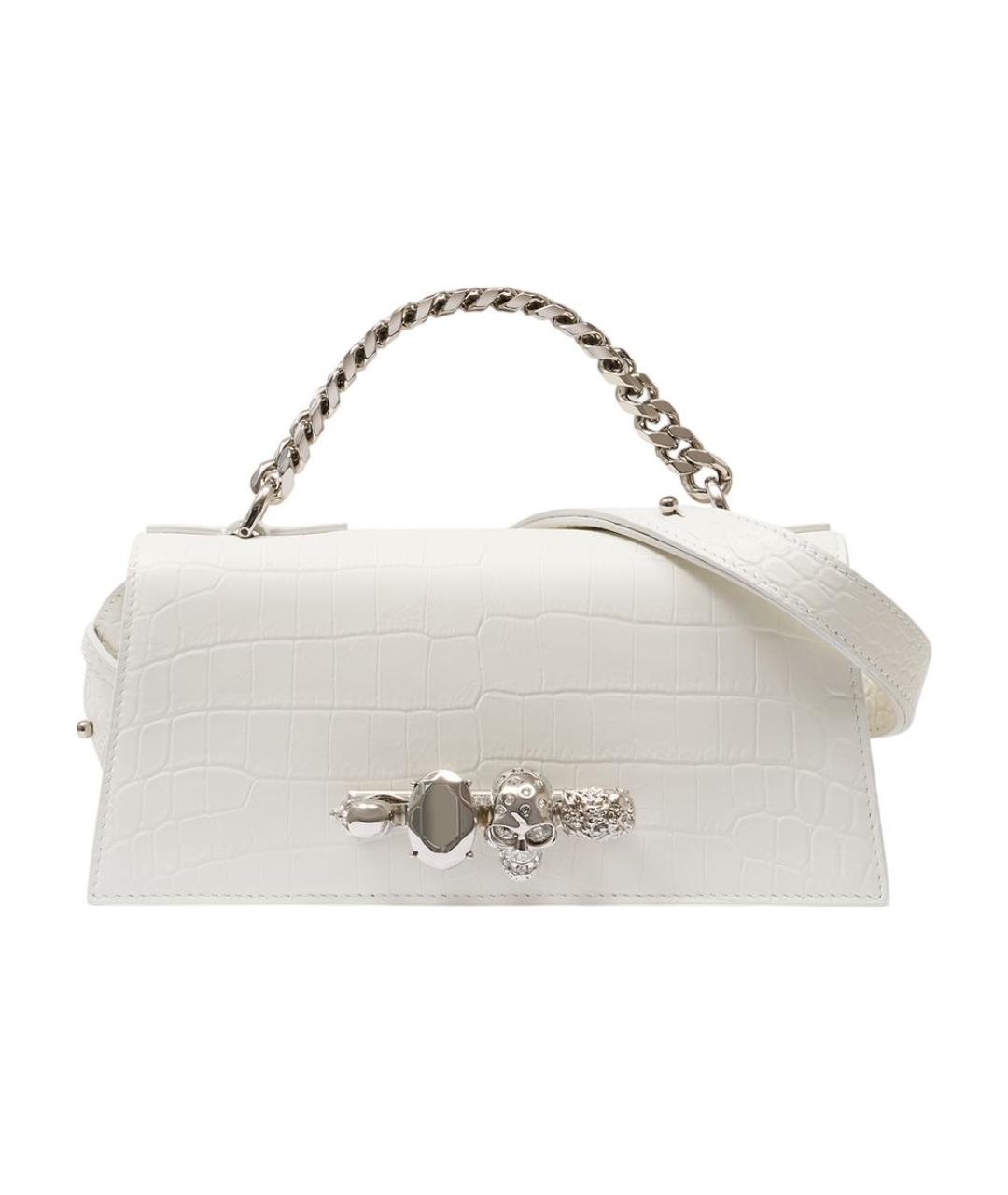 ALEXANDER MCQUEEN Белая кожаная сумка с короткими ручками, фото 1