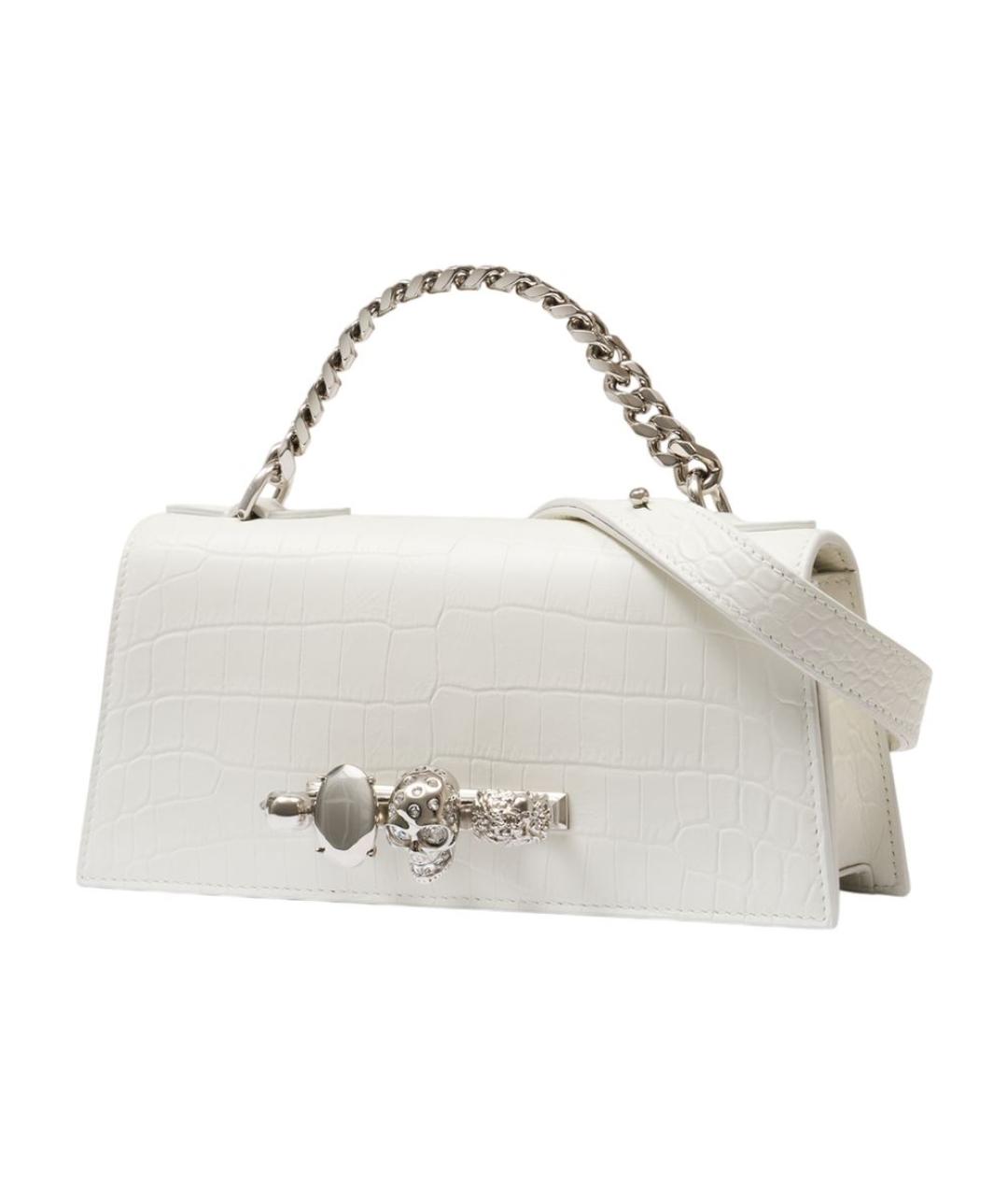 ALEXANDER MCQUEEN Белая кожаная сумка с короткими ручками, фото 2