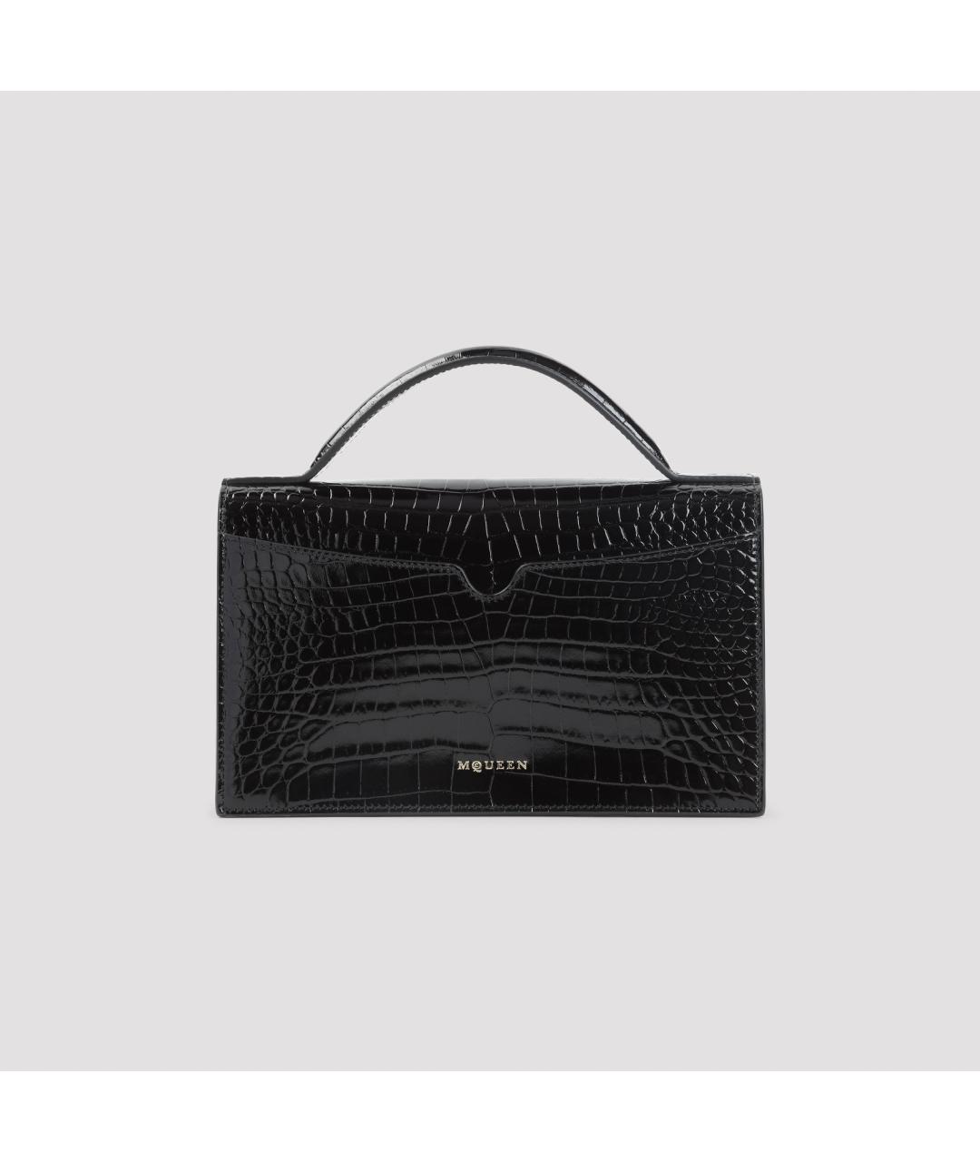 ALEXANDER MCQUEEN Черная кожаная сумка с короткими ручками, фото 2