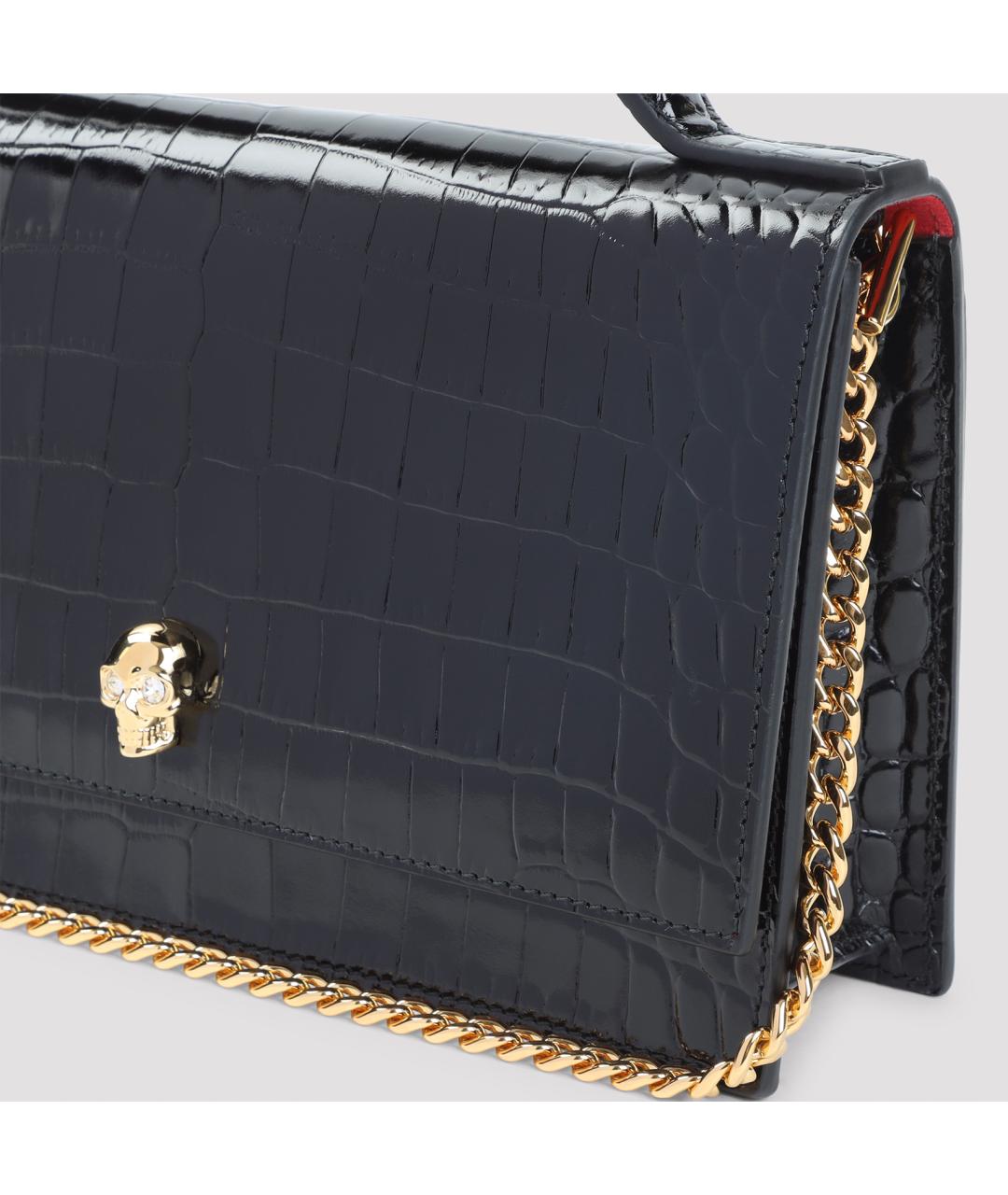 ALEXANDER MCQUEEN Черная кожаная сумка с короткими ручками, фото 3