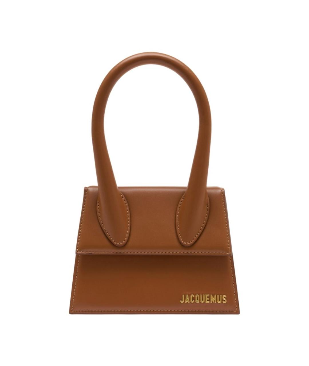 JACQUEMUS Коричневая кожаная сумка с короткими ручками, фото 1