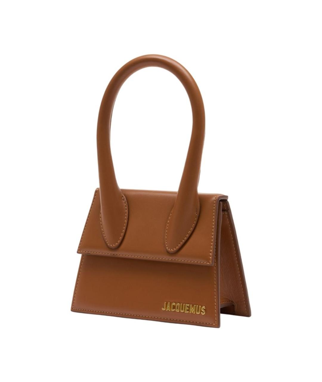 JACQUEMUS Коричневая кожаная сумка с короткими ручками, фото 2