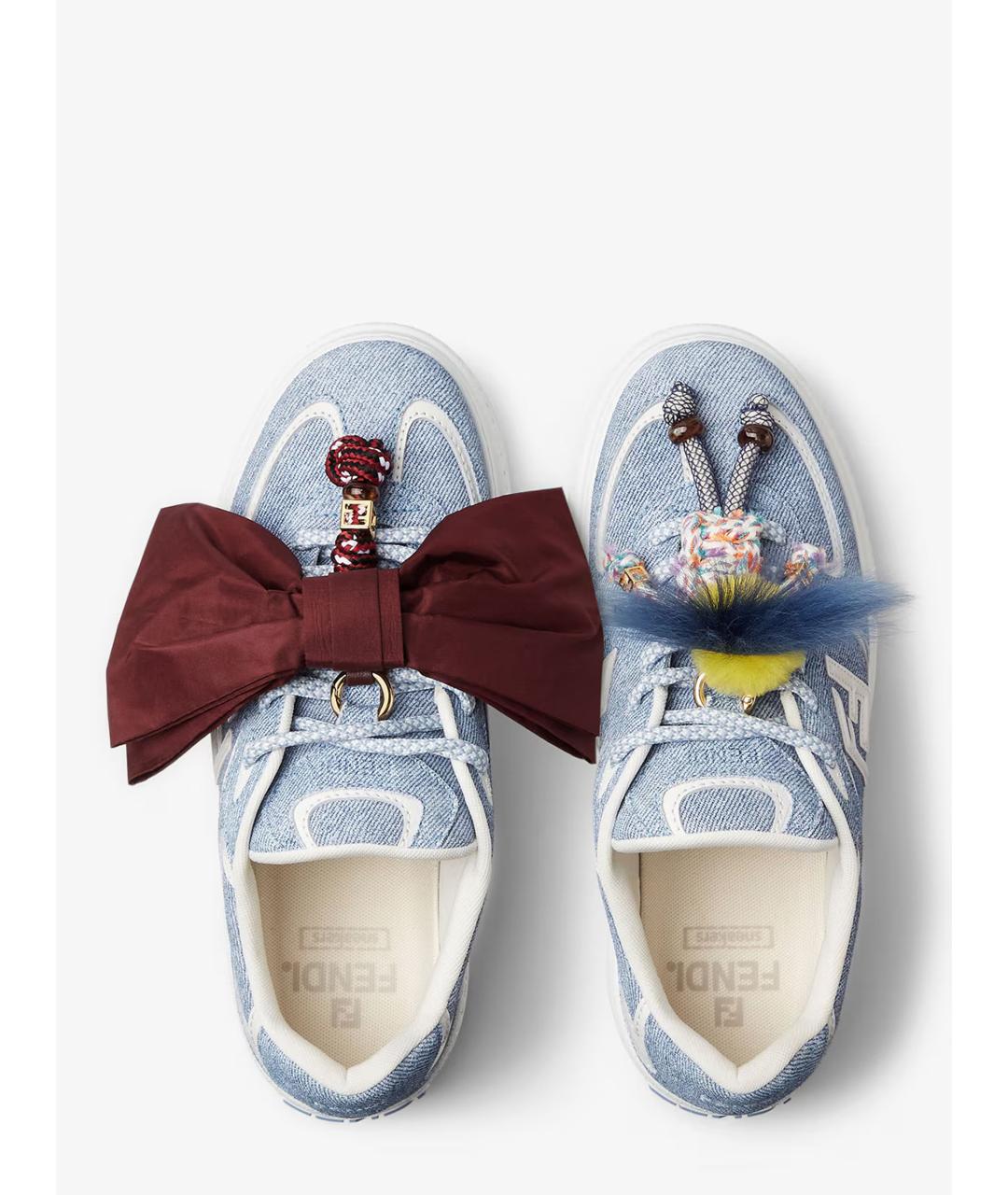 FENDI Голубые кожаные кроссовки, фото 4