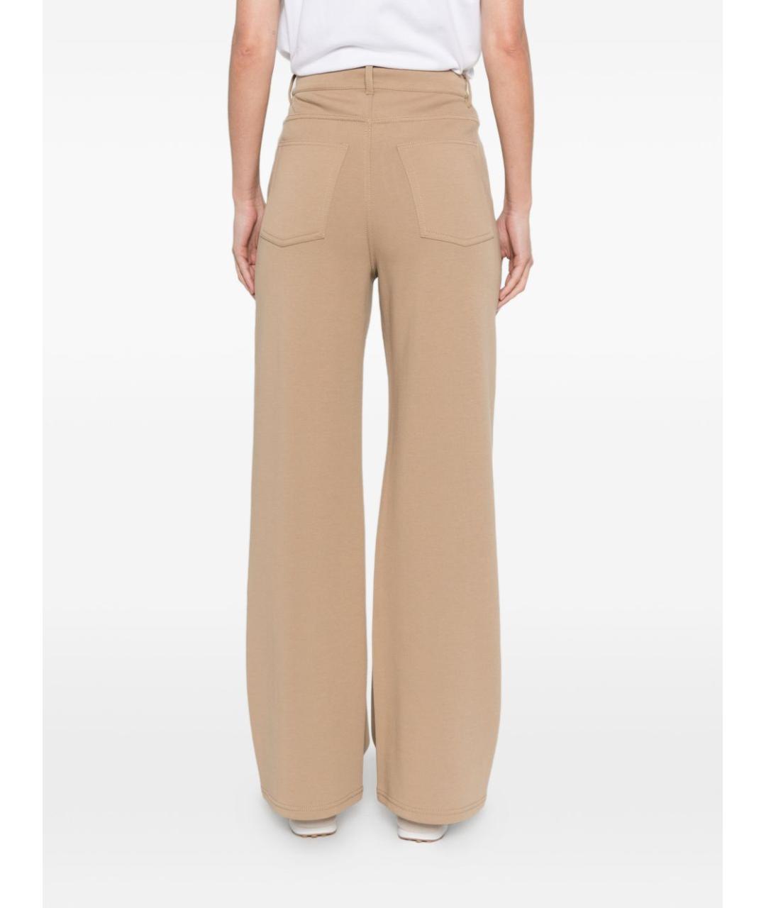 'S MAX MARA Коричневые хлопковые прямые брюки, фото 3