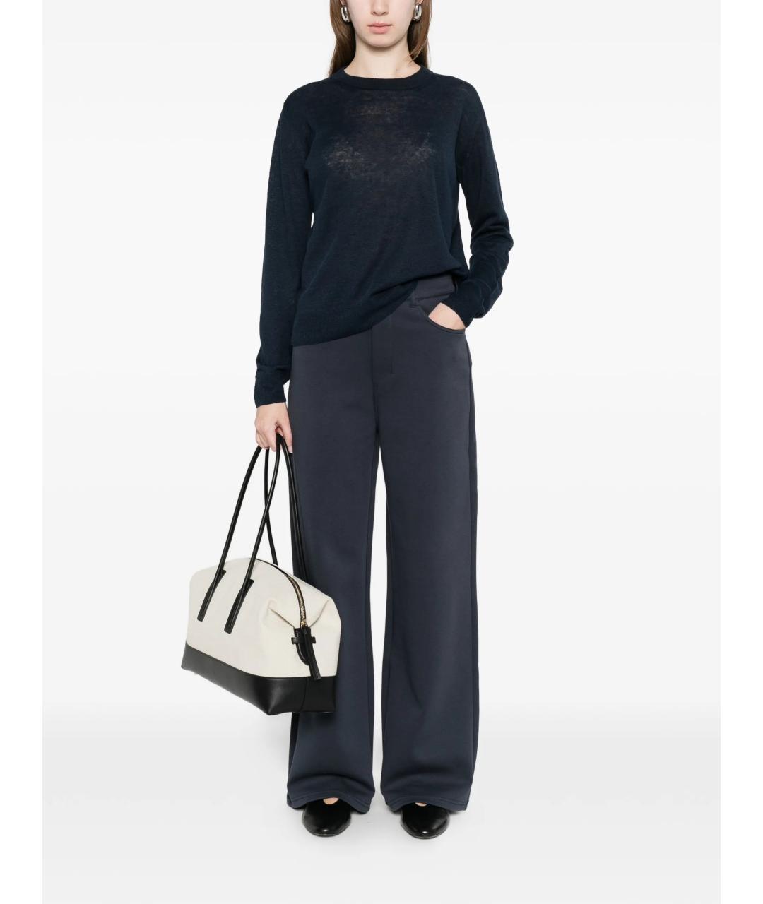 'S MAX MARA Синие хлопковые прямые брюки, фото 2