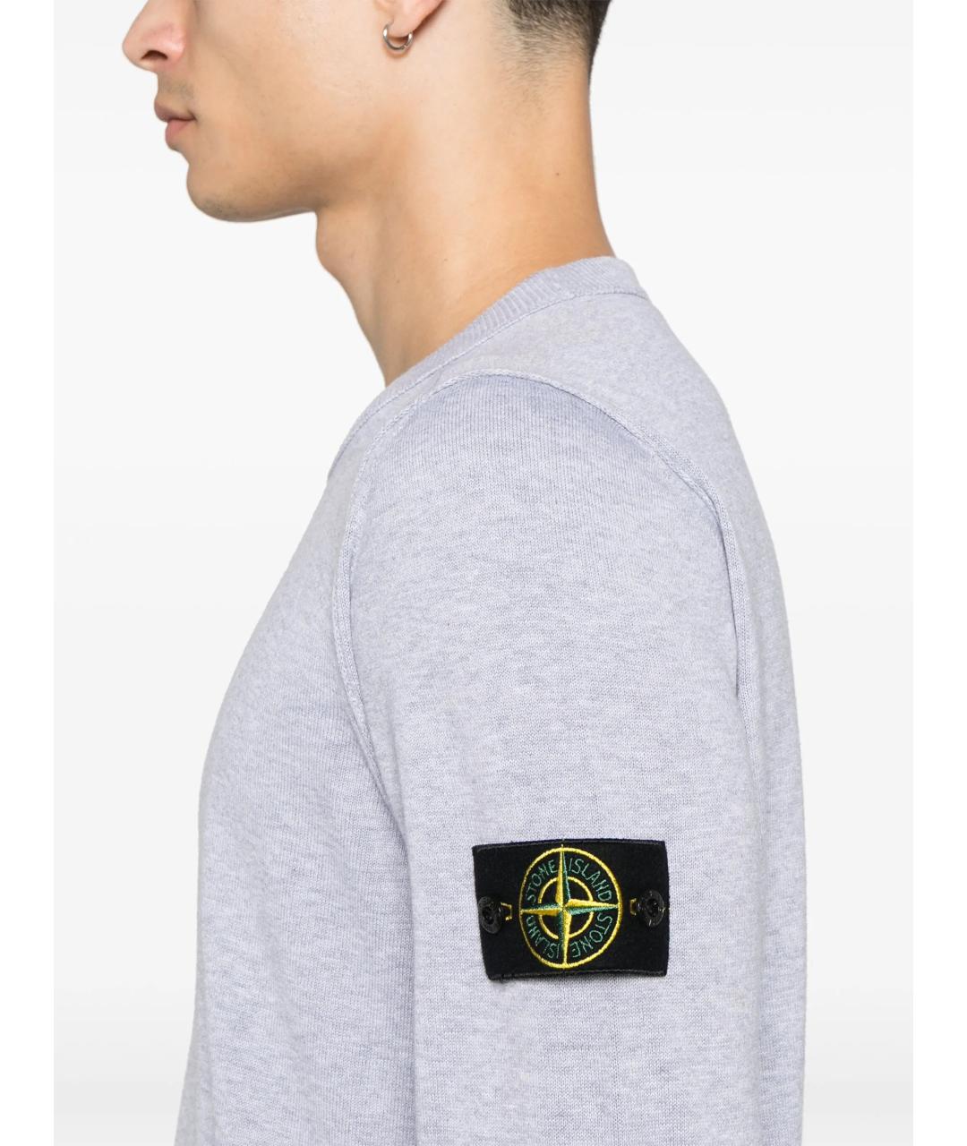 STONE ISLAND Серый хлопковый джемпер / свитер, фото 5