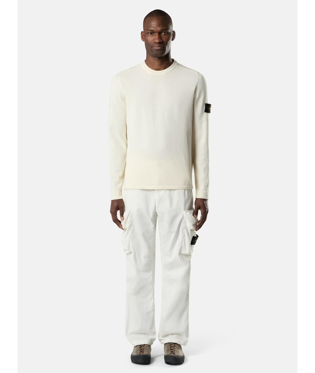 STONE ISLAND Белый хлопковый джемпер / свитер, фото 2