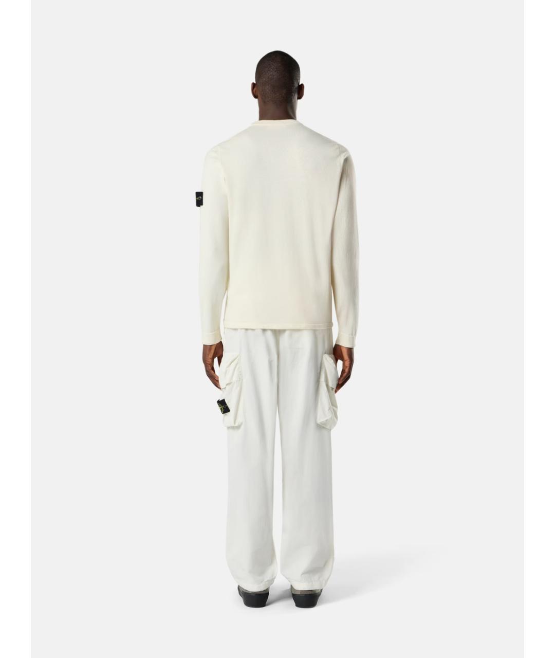STONE ISLAND Белый хлопковый джемпер / свитер, фото 3