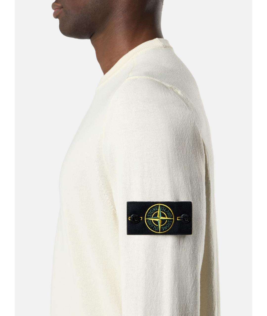 STONE ISLAND Белый хлопковый джемпер / свитер, фото 4