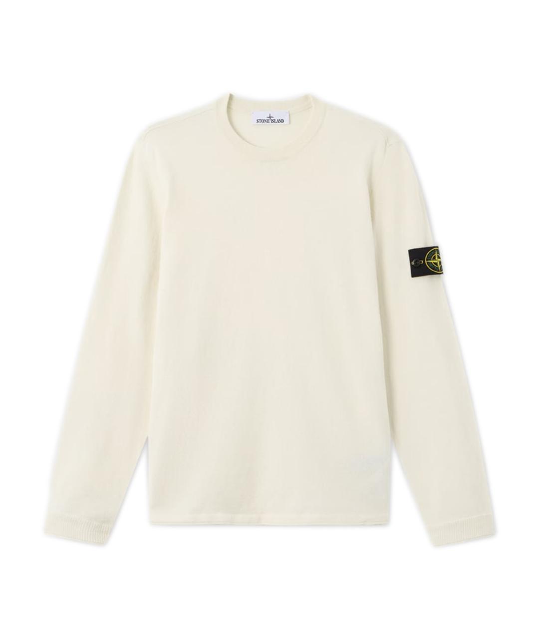 STONE ISLAND Белый хлопковый джемпер / свитер, фото 1