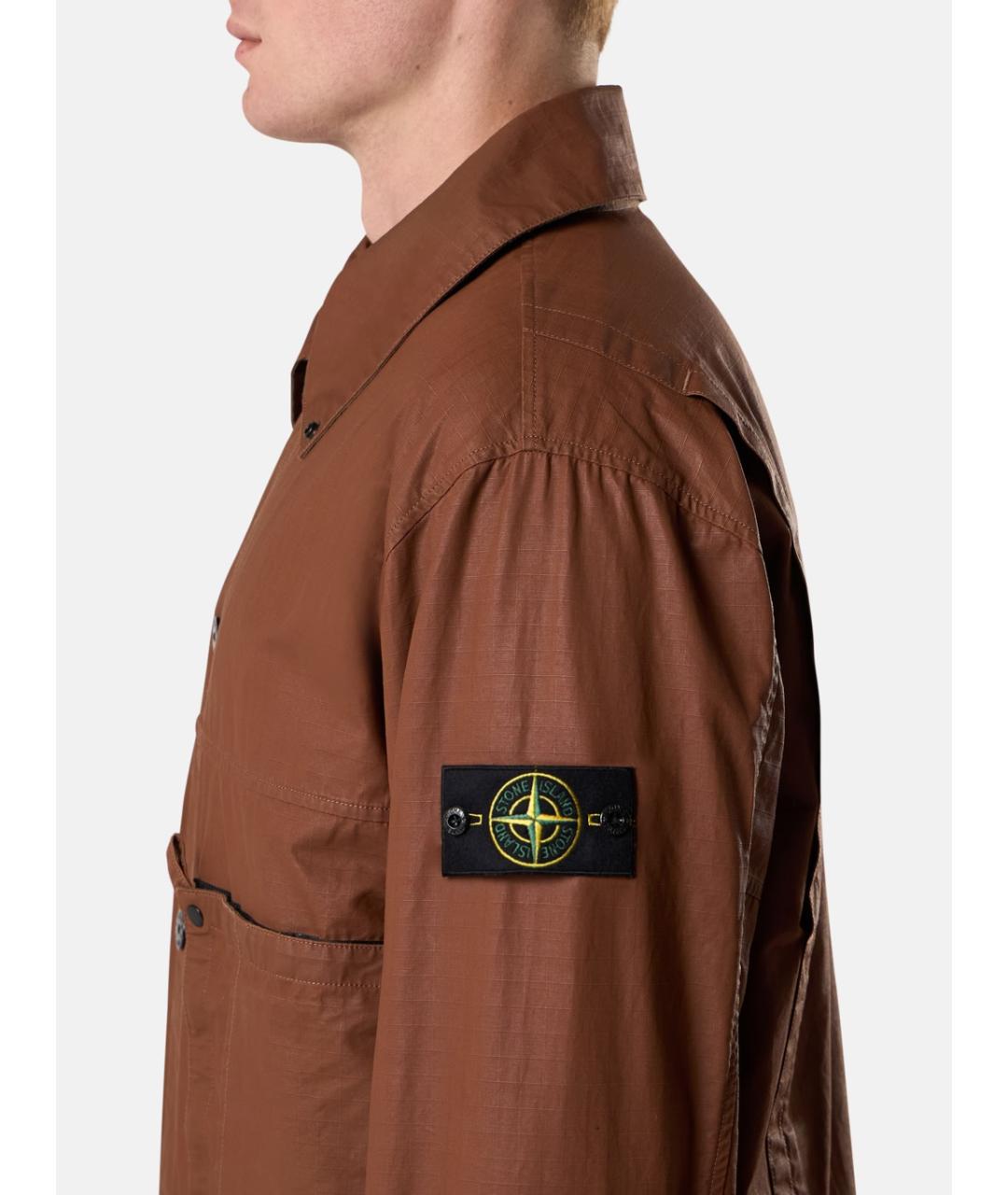 STONE ISLAND Коричневая хлопковая куртка, фото 4