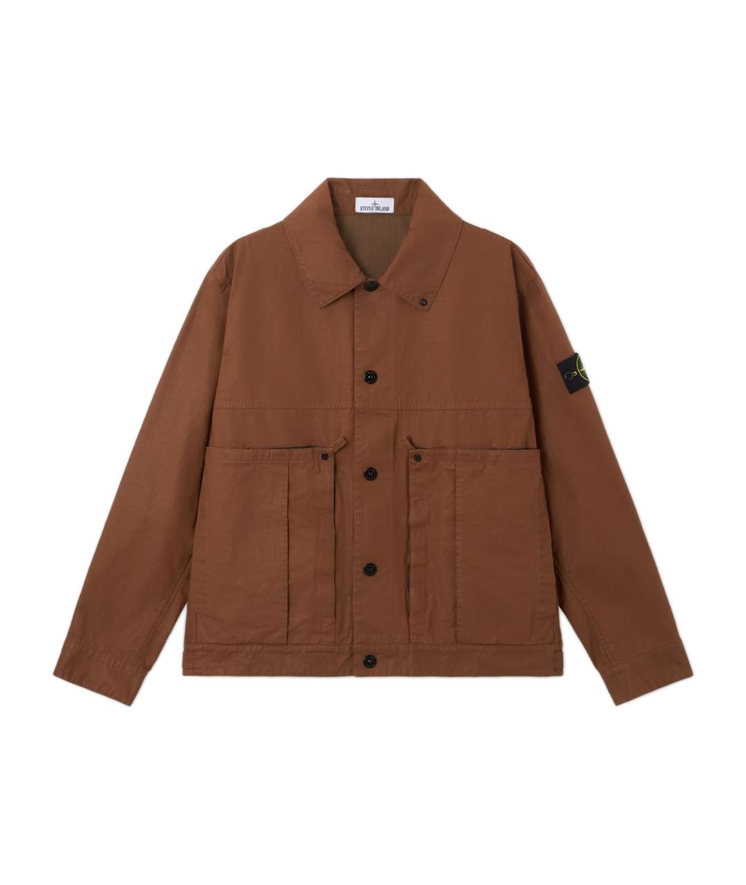 STONE ISLAND Коричневая хлопковая куртка, фото 1