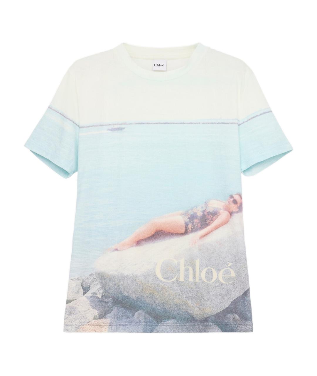 CHLOE Синяя хлопковая футболка, фото 1