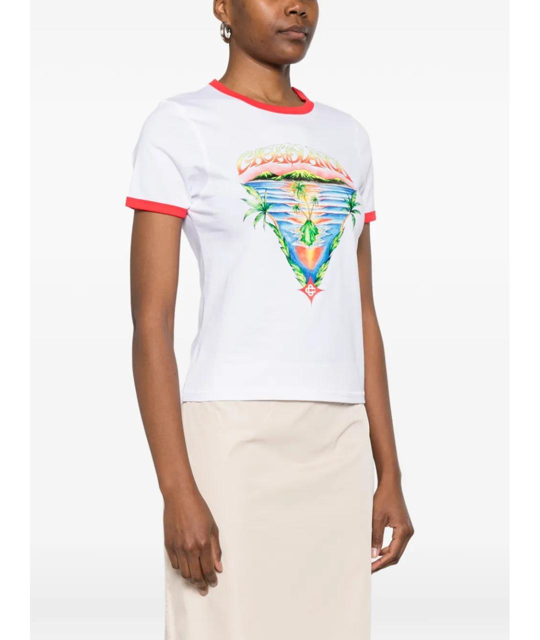 CASABLANCA Белая хлопковая футболка, фото 3