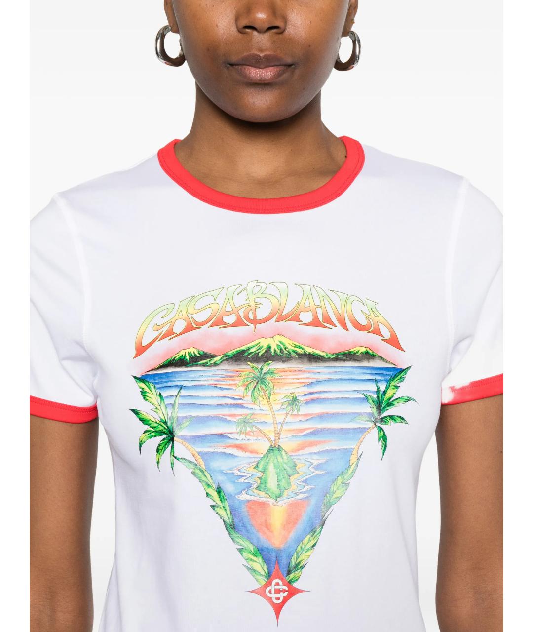 CASABLANCA Белая хлопковая футболка, фото 5