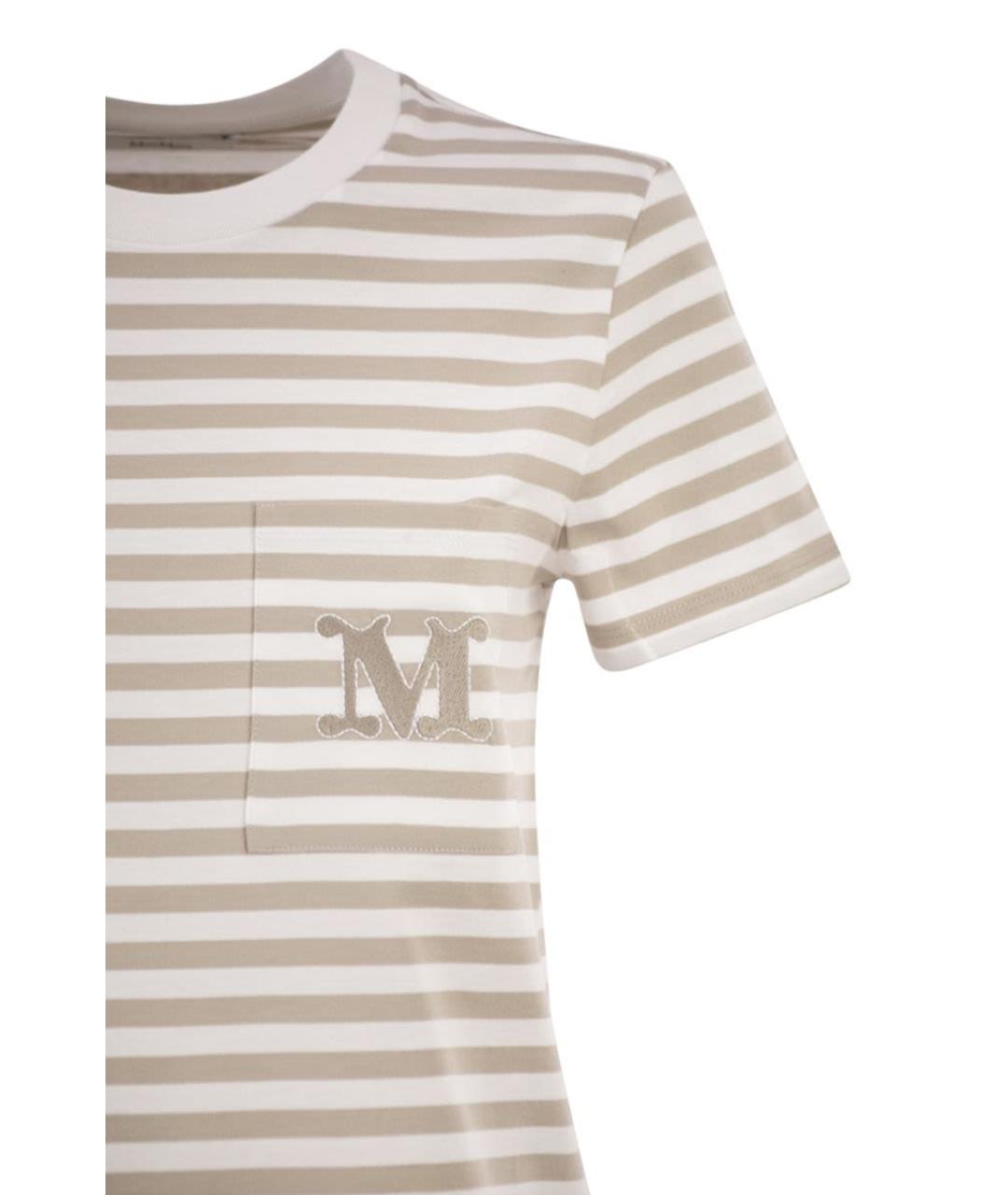 MAX MARA Бежевая хлопковая футболка, фото 4