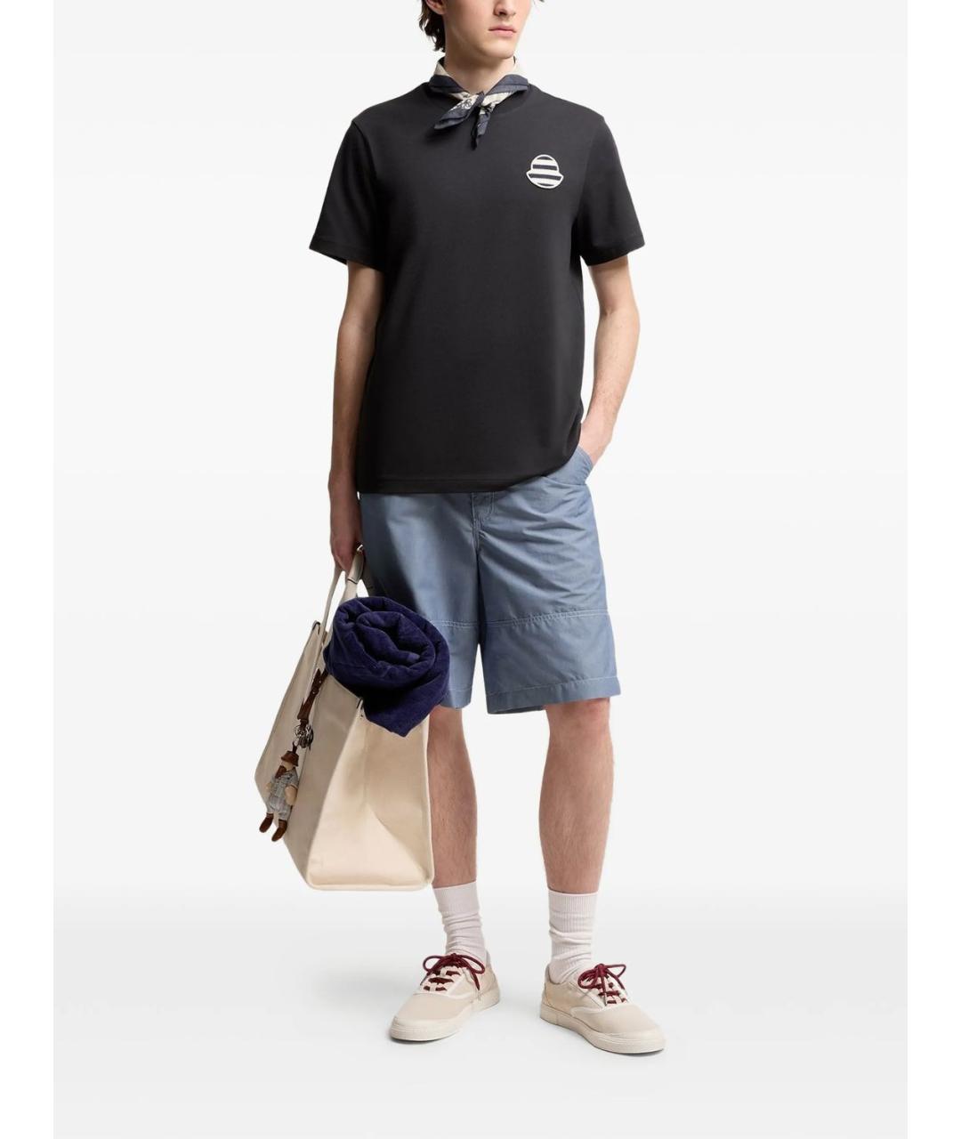 MONCLER Синяя хлопковая футболка, фото 2