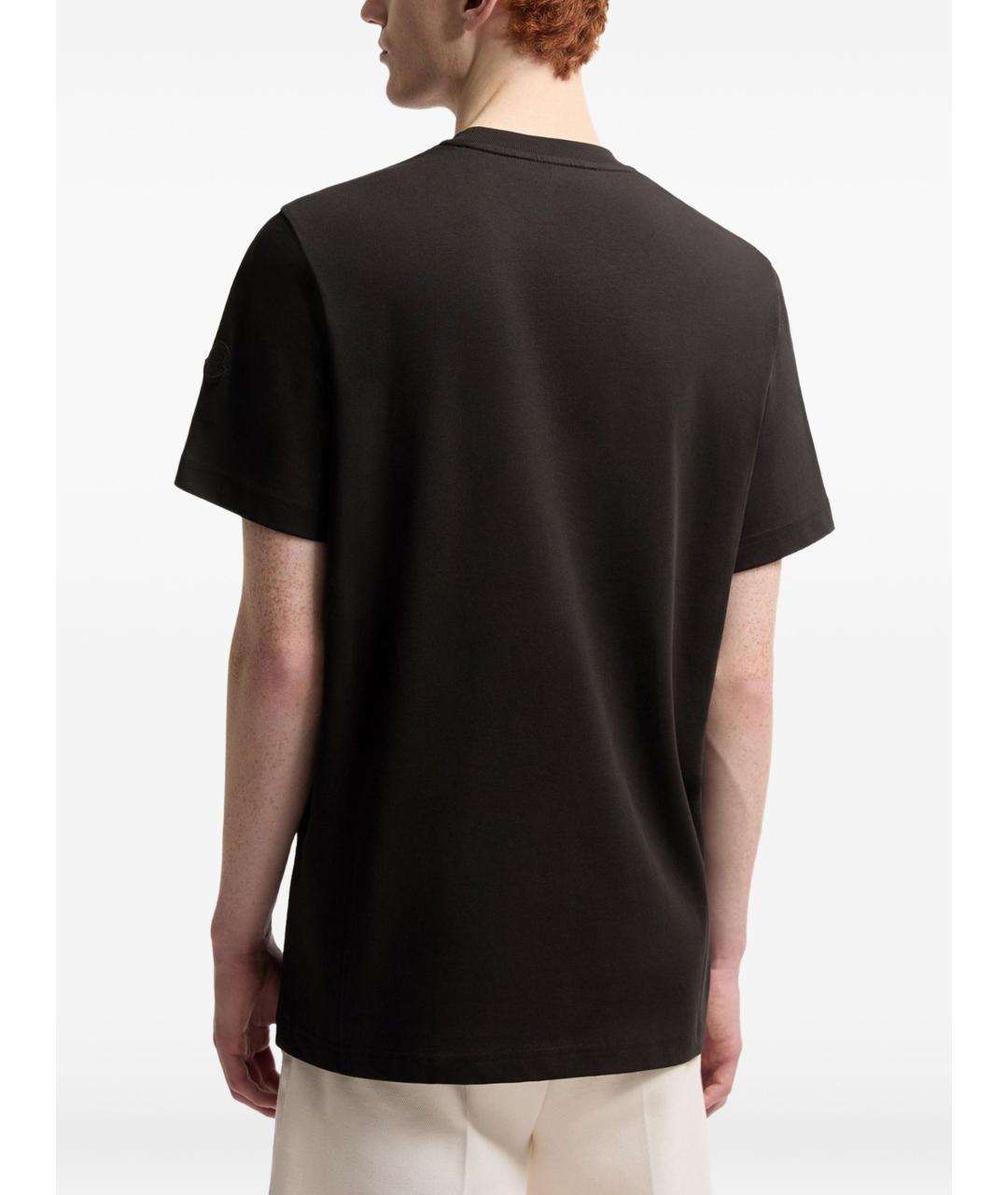 MONCLER Черная хлопковая футболка, фото 5