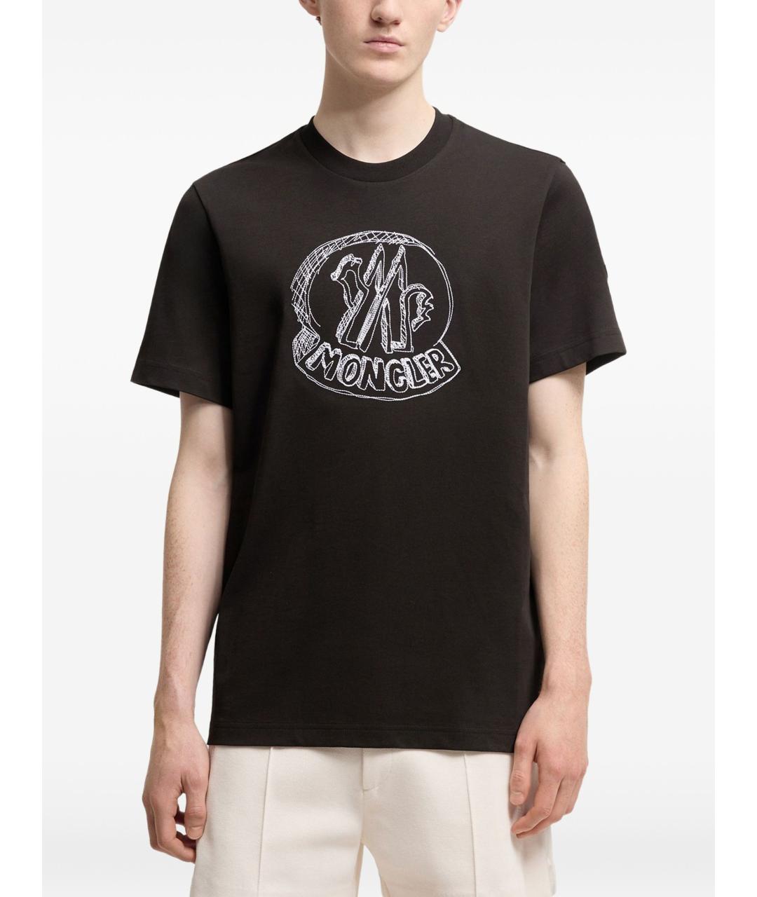 MONCLER Черная хлопковая футболка, фото 3