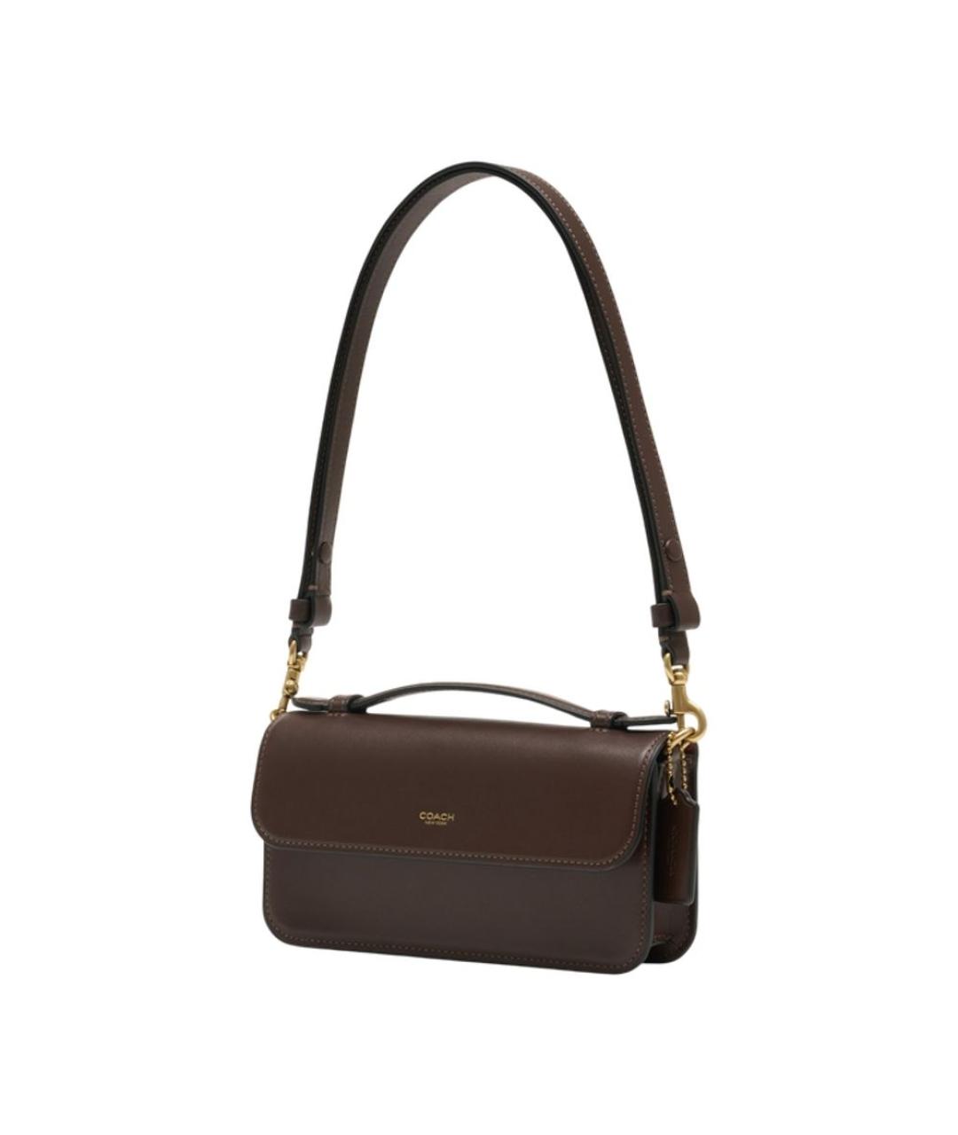 COACH Коричневая кожаная сумка через плечо, фото 2