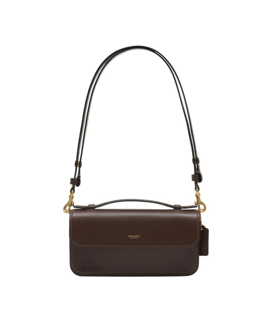 COACH Коричневая кожаная сумка через плечо, фото 1