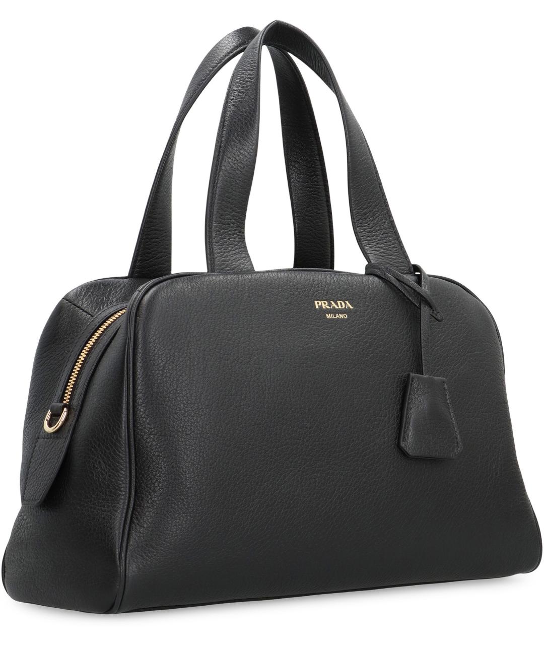 PRADA Черная кожаная сумка тоут, фото 3